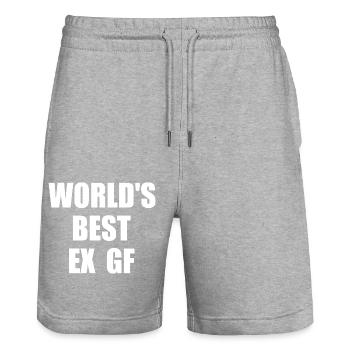 worlds best ex gf - Stanley/Stella Trainer Unisex Organic Jogging Shorts - heather grey - Front - Nik (191cm) & Marisol (170cm)