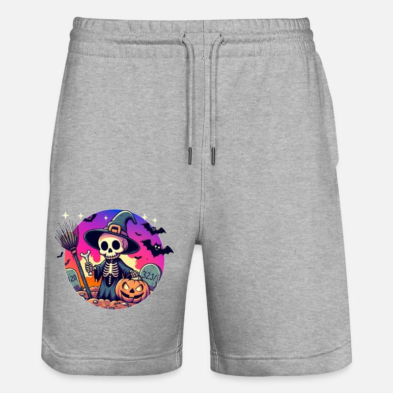 Mr. Bone Spooky Halloween 4 - Stanley/Stella Trainer Unisex Organic Jogging Shorts - heather grey