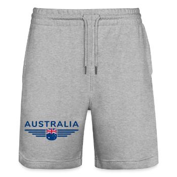 Ich liebe Australien, Eleganz Stil Design T-Shirt - Stanley/Stella Unisex Bio Joggingshorts Trainer  - Grau meliert - Vorne - Nik (191cm) & Marisol (170cm)