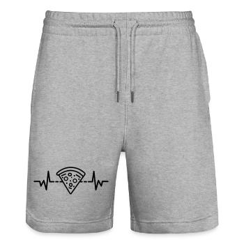Pizza Heartbeat Pizza Herzschlag - Stanley/Stella Trainer Unisex Organic Jogging Shorts - heather grey - Front - Nik (191cm) & Marisol (170cm)