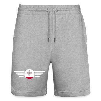 Malta Stil T-Shirt - Stanley/Stella Unisex Bio Joggingshorts Trainer  - Grau meliert - Vorne - Nik (191cm) & Marisol (170cm)