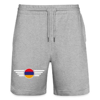 Armenisches Stil Design T-Shirt - Stanley/Stella Unisex Bio Joggingshorts Trainer  - Grau meliert - Vorne - Nik (191cm) & Marisol (170cm)
