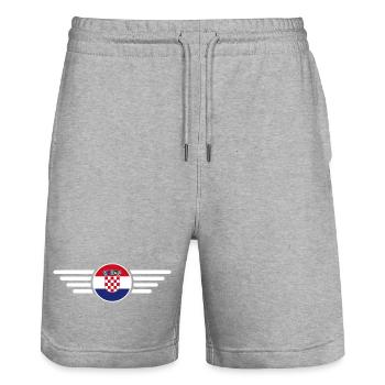 Croatia Style Design T-Shirt - Stanley/Stella Trainer Unisex Organic Jogging Shorts - heather grey - Front - Nik (191cm) & Marisol (170cm)