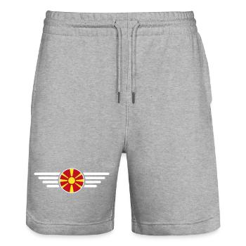 Macédoine Style Design T-shirt - Short de jogging bio TRAINER Stanley/Stella unisexe - gris chiné - Devant - Nik (191cm) & Marisol (170cm)