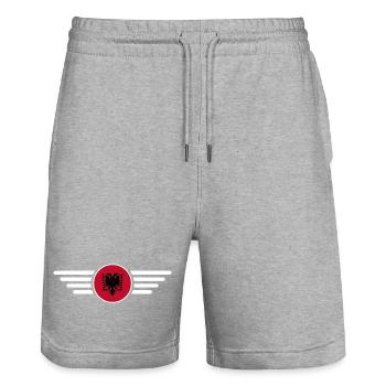 Albania Style Design T-Shirt - Stanley/Stella Trainer Unisex Organic Jogging Shorts - heather grey - Front - Nik (191cm) & Marisol (170cm)