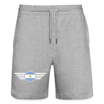 T-shirt design de style argentine - Short de jogging bio TRAINER Stanley/Stella unisexe - gris chiné - Devant - Nik (191cm) & Marisol (170cm)
