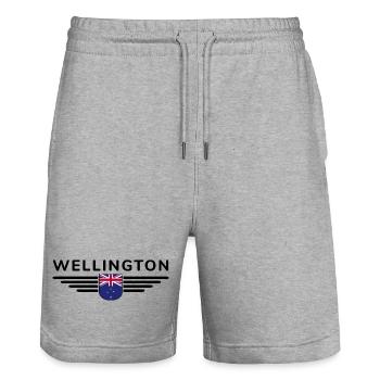 Wellington T-Shirt for New Zealand Fans - Stanley/Stella Trainer Unisex Organic Jogging Shorts - heather grey - Front - Nik (191cm) & Marisol (170cm)