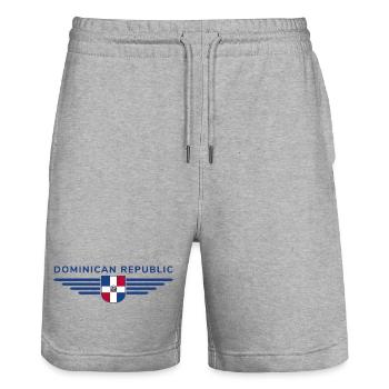 Dominican Republic T-Shirt Design - Stanley/Stella Trainer Unisex Organic Jogging Shorts - heather grey - Front - Nik (191cm) & Marisol (170cm)