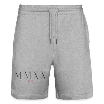 Roman Numeral Year of Birth Made in 2020 - Stanley/Stella Trainer Unisex Organic Jogging Shorts - heather grey - Front - Nik (191cm) & Marisol (170cm)