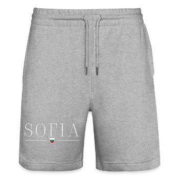 Sofia, Bulgarie T-shirt de conception de style - Short de jogging bio TRAINER Stanley/Stella unisexe - gris chiné - Devant - Nik (191cm) & Marisol (170cm)