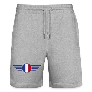 France Elegance Style Design T-Shirt - Stanley/Stella Trainer Unisex Organic Jogging Shorts - heather grey - Front - Nik (191cm) & Marisol (170cm)