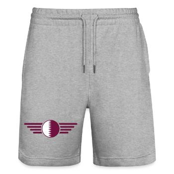 J’aime le Qatar, T-shirt design de style élégance - Short de jogging bio TRAINER Stanley/Stella unisexe - gris chiné - Devant - Nik (191cm) & Marisol (170cm)