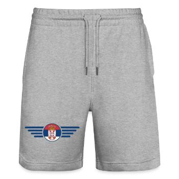 J’aime la Serbie, T-shirt design de style élégance - Short de jogging bio TRAINER Stanley/Stella unisexe - gris chiné - Devant - Nik (191cm) & Marisol (170cm)