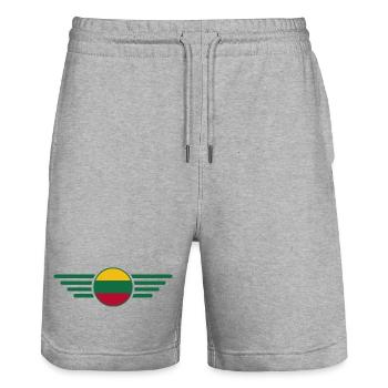 I Love Lithuania, Elegance Style Design T-Shirt - Stanley/Stella Trainer Unisex Organic Jogging Shorts - heather grey - Front - Nik (191cm) & Marisol (170cm)