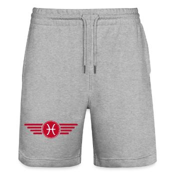 Zodiac sign Pisces, exclusive t-shirt design - Stanley/Stella Trainer Unisex Organic Jogging Shorts - heather grey - Front - Nik (191cm) & Marisol (170cm)