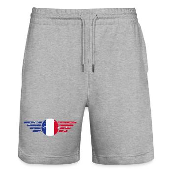 I Love France Elegance Style Design T-Shirt - Stanley/Stella Trainer Unisex Organic Jogging Shorts - heather grey - Front - Nik (191cm) & Marisol (170cm)