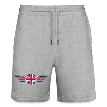 I Love Britain UK, Style Design T-Shirt - Stanley/Stella Trainer Unisex Organic Jogging Shorts - heather grey - Front - Nik (191cm) & Marisol (170cm)