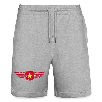 Ich liebe Vietnam, Eleganz Stil Design T-Shirt - Stanley/Stella Unisex Bio Joggingshorts Trainer  - Grau meliert - Vorne - Nik (191cm) & Marisol (170cm)
