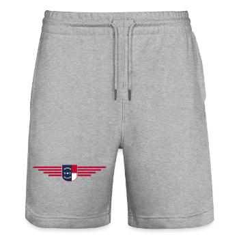 T-shirt de fan de Caroline du Nord – Élégant et unique - Short de jogging bio TRAINER Stanley/Stella unisexe - gris chiné - Devant - Nik (191cm) & Marisol (170cm)