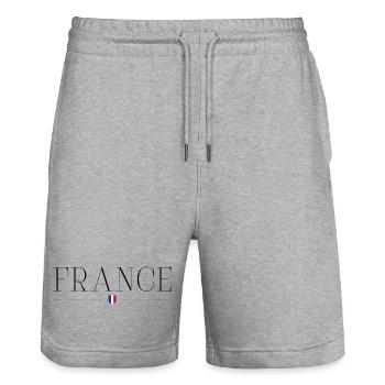 I Love France Elegance Style Design Outfits - Stanley/Stella Trainer Unisex Organic Jogging Shorts - heather grey - Front - Nik (191cm) & Marisol (170cm)