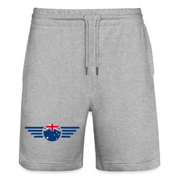 Australien Stil Design T-Shirt - Stanley/Stella Unisex Bio Joggingshorts Trainer  - Grau meliert - Vorne - Nik (191cm) & Marisol (170cm)