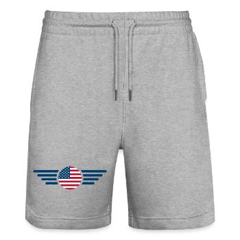 United States USA Style Design T-Shirt - Stanley/Stella Trainer Unisex Organic Jogging Shorts - heather grey - Front - Nik (191cm) & Marisol (170cm)