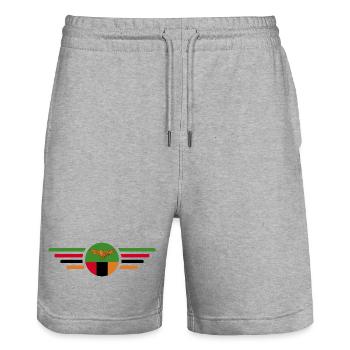 Ich liebe Sambia, Eleganz Stil Design T-Shirt - Stanley/Stella Unisex Bio Joggingshorts Trainer  - Grau meliert - Vorne - Nik (191cm) & Marisol (170cm)