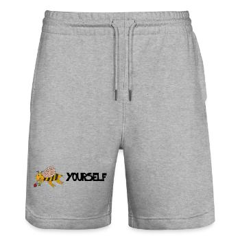 BeeYourself - Stanley/Stella Trainer Unisex Organic Jogging Shorts - heather grey - Front - Nik (191cm) & Marisol (170cm)
