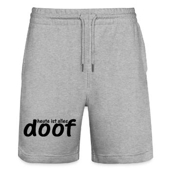 Becher und mehr: Heute ist alles doof - Stanley/Stella Unisex Bio Joggingshorts Trainer  - Grau meliert - Vorne - Nik (191cm) & Marisol (170cm)