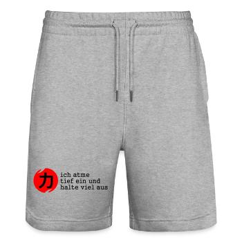 Stärke - Mentalshirt - Stanley/Stella Unisex Bio Joggingshorts Trainer  - Grau meliert - Vorne - Nik (191cm) & Marisol (170cm)