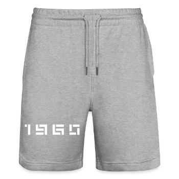 Geburtsjahr Geburtstag Born In - Made in 1960 - Stanley/Stella Unisex Bio Joggingshorts Trainer  - Grau meliert - Vorne - Nik (191cm) & Marisol (170cm)