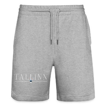 Tallinn, Estland Stil Design T-Shirt - Stanley/Stella Unisex Bio Joggingshorts Trainer  - Grau meliert - Vorne - Nik (191cm) & Marisol (170cm)