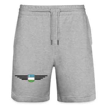 T-shirt de l’Ouzbékistan – Fierté et culture - Short de jogging bio TRAINER Stanley/Stella unisexe - gris chiné - Devant - Nik (191cm) & Marisol (170cm)