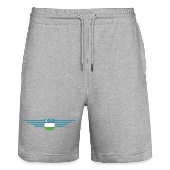 T-shirt de l’Ouzbékistan – Fierté et culture - Short de jogging bio TRAINER Stanley/Stella unisexe - gris chiné - Devant - Nik (191cm) & Marisol (170cm)