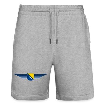 T-Shirt Bosnie-Herzégovine - Short de jogging bio TRAINER Stanley/Stella unisexe - gris chiné - Devant - Nik (191cm) & Marisol (170cm)