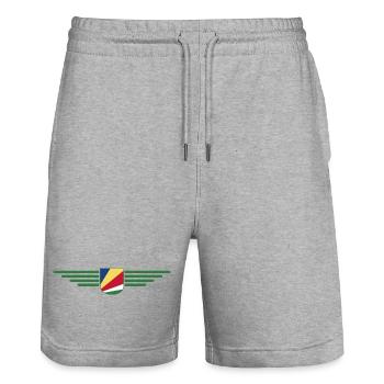 Seychelles fans: T-shirts for island dreams - Stanley/Stella Trainer Unisex Organic Jogging Shorts - heather grey - Front - Nik (191cm) & Marisol (170cm)