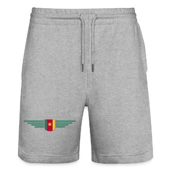 Cameroon Design – Fierté et diversité - Short de jogging bio TRAINER Stanley/Stella unisexe - gris chiné - Devant - Nik (191cm) & Marisol (170cm)