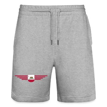 California Fan T-Shirt – Sun & Style - Short de jogging bio TRAINER Stanley/Stella unisexe - gris chiné - Devant - Nik (191cm) & Marisol (170cm)