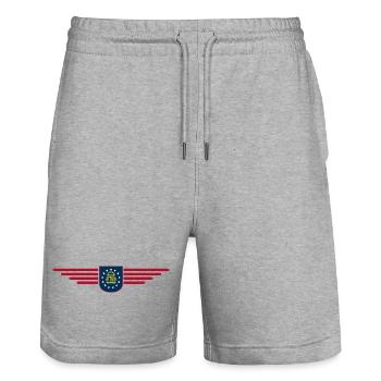 T-shirt Georgia Fan – Southern flair - Short de jogging bio TRAINER Stanley/Stella unisexe - gris chiné - Devant - Nik (191cm) & Marisol (170cm)