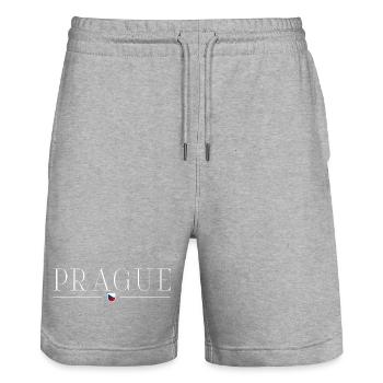 Prag, Tschechische Republik Stil Design T-Shirt - Stanley/Stella Unisex Bio Joggingshorts Trainer  - Grau meliert - Vorne - Nik (191cm) & Marisol (170cm)