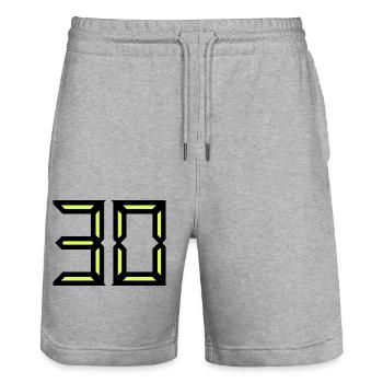 30. 30 JAHRE. 30-JÄHRIGES JUBILÄUM. GEBURTSTAG 30 JAHRE. - Stanley/Stella Unisex Bio Joggingshorts Trainer  - Grau meliert - Vorne - Nik (191cm) & Marisol (170cm)