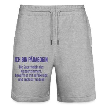Pädagogin - Die Superheldin des Klassenzimmers! - Stanley/Stella Unisex Bio Joggingshorts Trainer  - Grau meliert - Vorne - Nik (191cm) & Marisol (170cm)