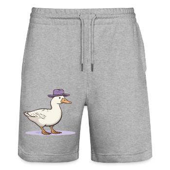 Duck with hat - Stanley/Stella Trainer Unisex Organic Jogging Shorts - heather grey - Front - Nik (191cm) & Marisol (170cm)