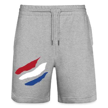 Flagge der Niederlande - Pinsel Streifen - Stanley/Stella Unisex Bio Joggingshorts Trainer  - Grau meliert - Vorne - Nik (191cm) & Marisol (170cm)