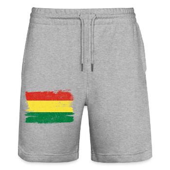Bolivie Drapeau Bandiera Peace Vintage - Short de jogging bio TRAINER Stanley/Stella unisexe - gris chiné - Devant - Nik (191cm) & Marisol (170cm)