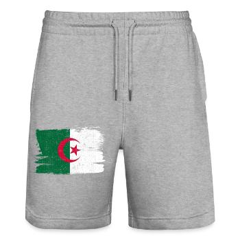Drapeau de l’Algérie Bandiera Peace Vintage - Short de jogging bio TRAINER Stanley/Stella unisexe - gris chiné - Devant - Nik (191cm) & Marisol (170cm)