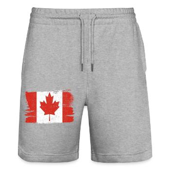 Canada Bandiera drapeau paix Vintage - Short de jogging bio TRAINER Stanley/Stella unisexe - gris chiné - Devant - Nik (191cm) & Marisol (170cm)