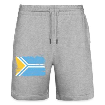 Tuva Bandiera Drapeau Paix Vintage - Short de jogging bio TRAINER Stanley/Stella unisexe - gris chiné - Devant - Nik (191cm) & Marisol (170cm)