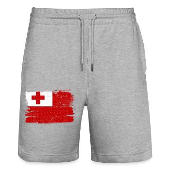 Tonga Bandiera Drapeau Paix Vintage - Short de jogging bio TRAINER Stanley/Stella unisexe - gris chiné - Devant - Nik (191cm) & Marisol (170cm)
