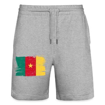 Cameroun Drapeau Paix Patrie Etat Vintage - Short de jogging bio TRAINER Stanley/Stella unisexe - gris chiné - Devant - Nik (191cm) & Marisol (170cm)
